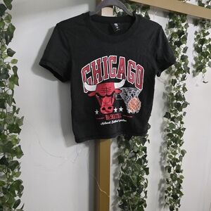 NBA Black and Red Chicago Bulls Short Sleeve Tee